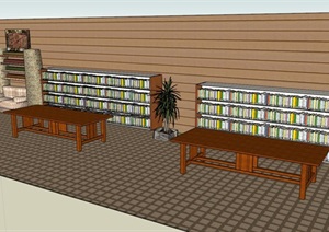 某书吧室内空间设计SU(草图大师)模型