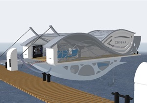 某旅游区水上建筑设计SU(草图大师)模型