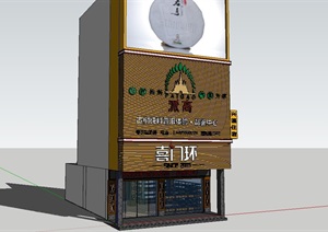 中式多层商店建筑SU(草图大师)模型