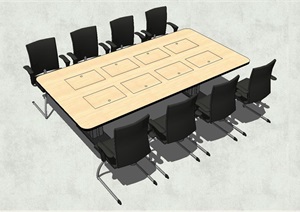 精品小型会议桌椅板凳SU(草图大师)模型