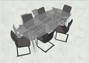 精品会议室详细桌椅SU(草图大师)模型