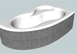 现代独特详细的浴缸素材设计SU(草图大师)模型
