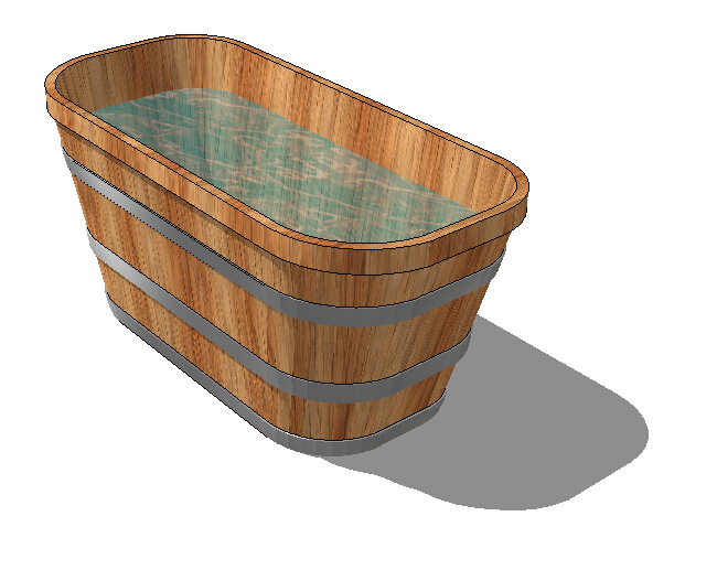 室内木质浴缸设计su模型