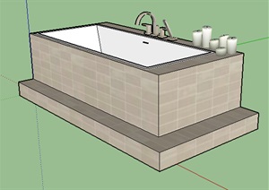 某室内空间浴缸设计SU(草图大师)模型