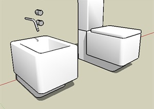 马桶洗手盆设计SU(草图大师)模型