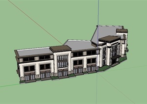 新古典风格详细的多层商业建筑SU(草图大师)模型
