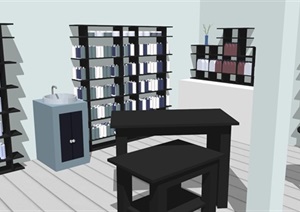 现代风格小商店室内设计SU(草图大师)模型