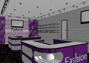 紫色店铺室内设计SU(草图大师)模型