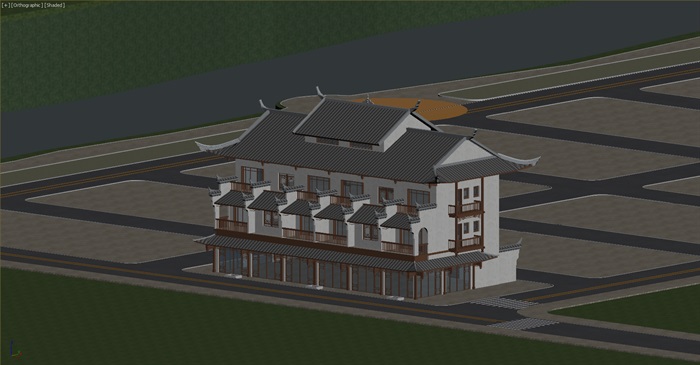 中式多层商住楼建筑3dmax模型