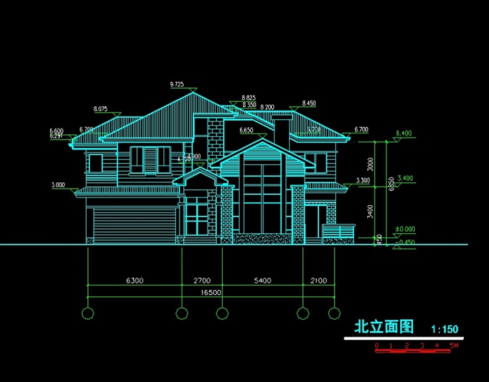 某新欧式两层别墅设计cad方案图(1)