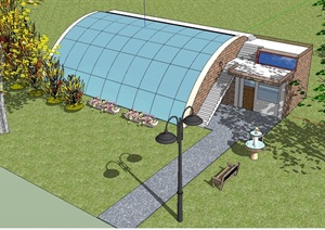 温室花棚建筑设计SU(草图大师)模型