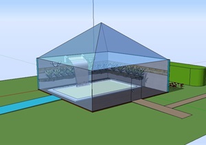 玻璃温室大棚建筑SU(草图大师)模型