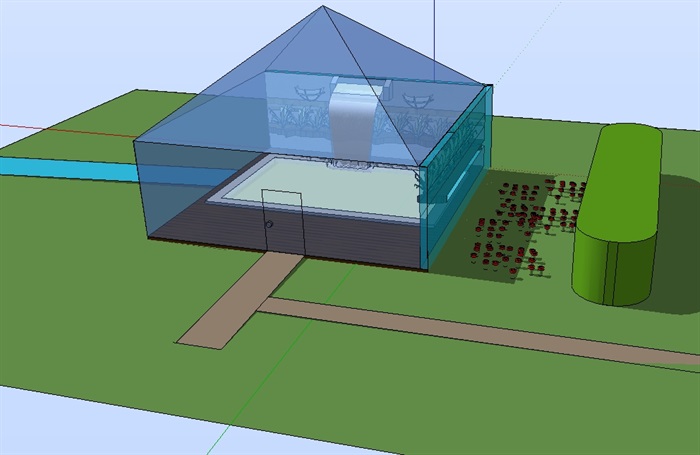 玻璃温室大棚建筑su模型(3)