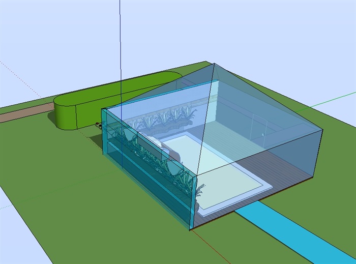 玻璃温室大棚建筑su模型(2)