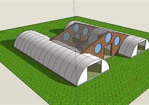 现代独特的温室大棚素材设计SU(草图大师)模型