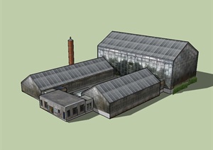 温室大棚农业建筑SU(草图大师)模型
