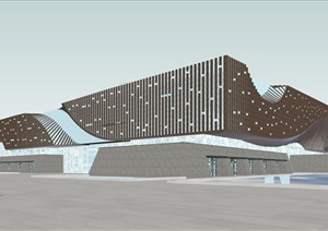 现代文化中心建筑设计方案SU(草图大师)模型