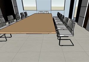 现代详细的会议室内空间设计SU(草图大师)模型