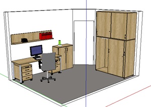 私人办公室设计SU(草图大师)模型
