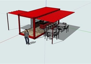 集装箱餐饮餐厅设计SU(草图大师)模型