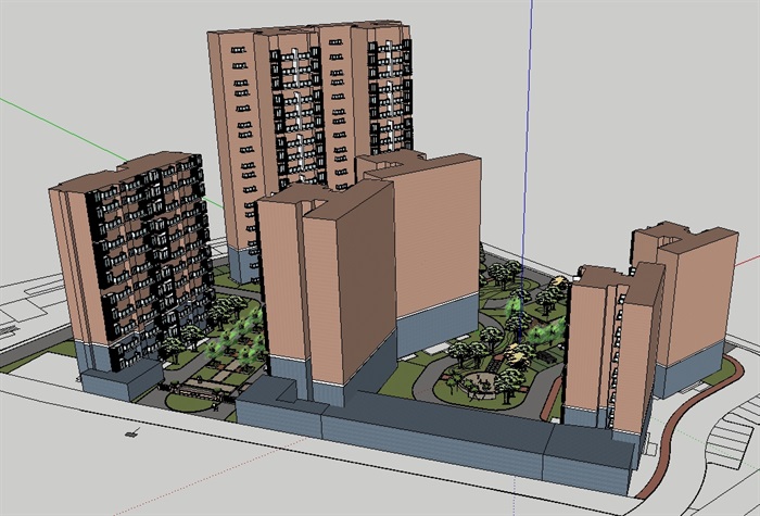 小区建筑及景观设计su模型(1)