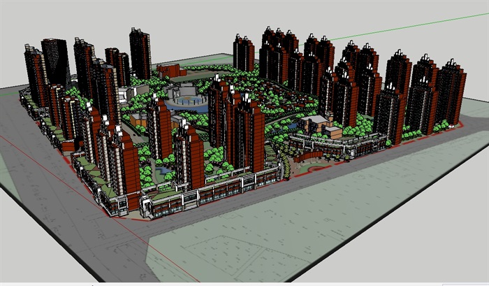 某住宅楼及小区景观设计su模型(1)