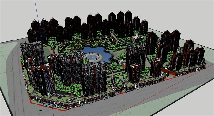 某住宅楼及小区景观设计su模型(2)