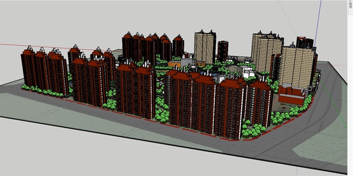 某住宅楼及小区景观设计su模型(3)
