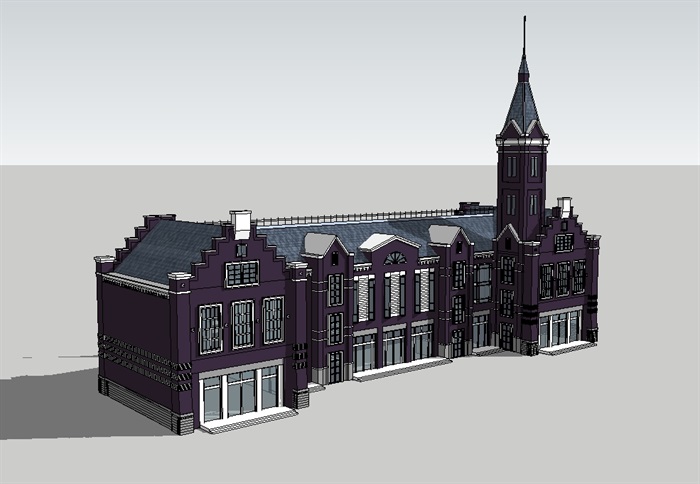 荷兰风格会所设计su模型(1)