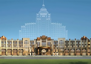新古典酒店设计SU(草图大师)模型含效果图