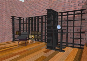 现代书房空间设计SU(草图大师)模型