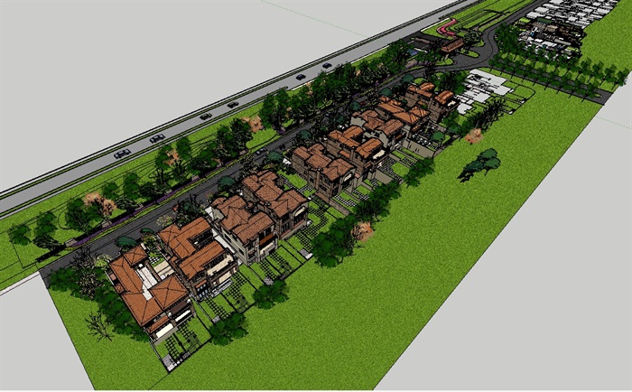 某欧式别墅小区建筑设计su模型含部分景观(3)