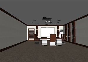 现代完整详细的办公室设计SU(草图大师)模型