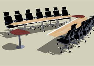 独特详细的办公桌椅SU(草图大师)模型