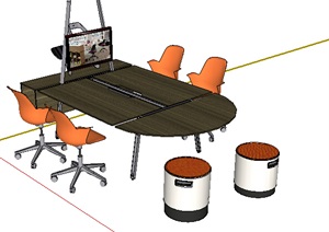 现代经典办公桌椅SU(草图大师)模型