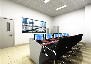 某机房办公空间设计3d模型含效果图