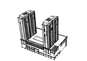 龙庭商业公寓建筑SU(草图大师)模型