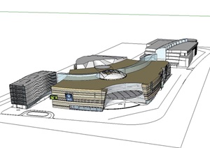 现代详细的商业楼设计SU(草图大师)模型