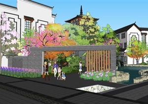 中式风格旅游小镇建筑景观SU(草图大师)模型