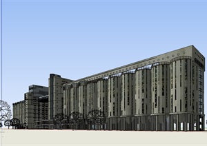 某现代风格工业建筑楼SU(草图大师)模型