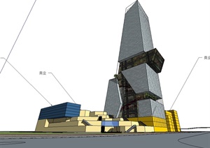 现代新城商业住宅楼设计SU(草图大师)模型