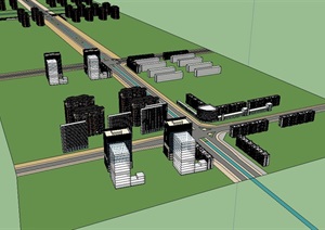 道路周边综合建筑SU(草图大师)模型