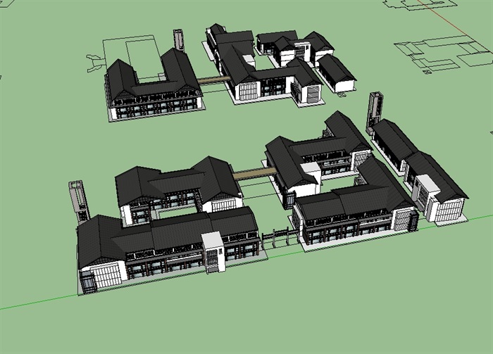 中式商业建筑楼su模型(2)