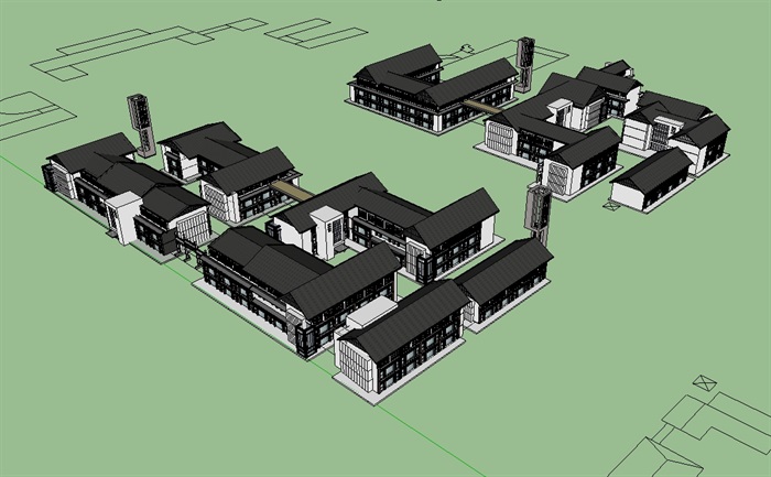 中式商业建筑楼su模型(1)