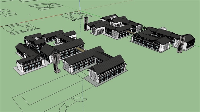 中式商业建筑楼su模型(4)