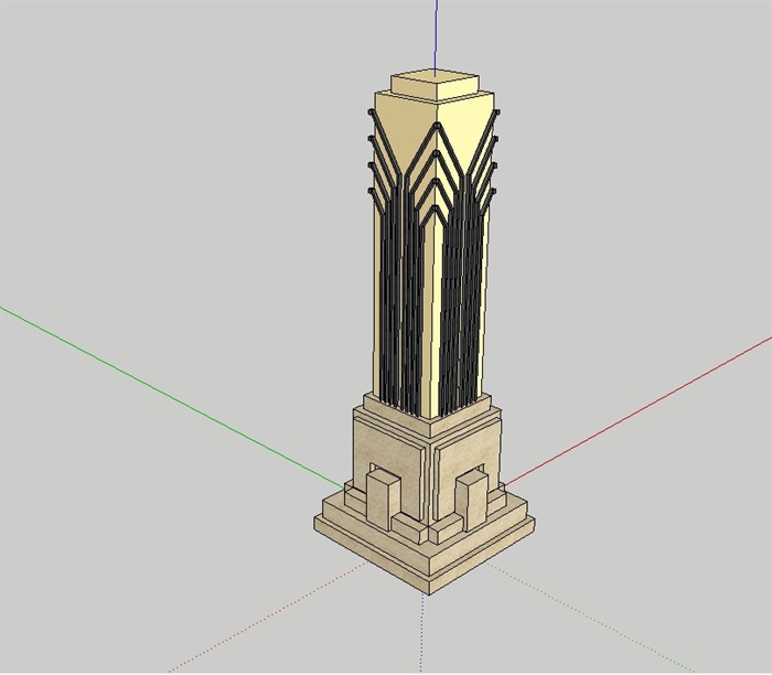 新古典商业街灯柱设计su模型(1)