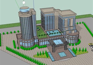 星级酒店详细完整的建筑设计SU(草图大师)模型