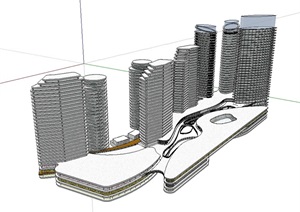 商业办公综合体详细设计SU(草图大师)模型
