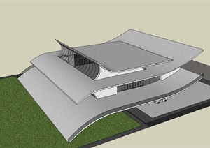 某现代详细完整的车站建筑设计SU(草图大师)模型