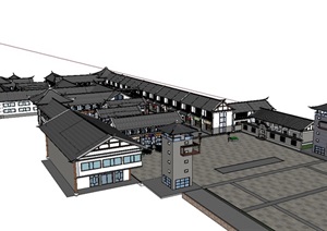 中式古建商业街建筑楼SU(草图大师)模型
